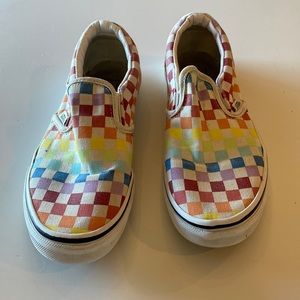 Vans rainbow check slip ons size 3